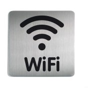 Fyrkantig symbolskylt WiFi silver