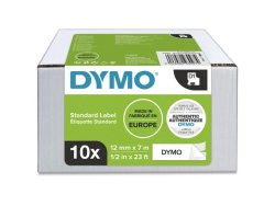 Tape DYMO D1 12mm svart p vit 10/FP