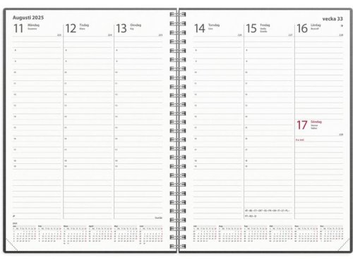 Kalender Weekly A5 2025 skinn svart