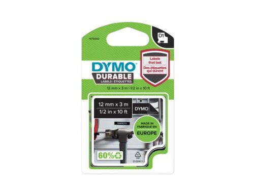 Tape DYMO Durable D1 12mm vit p svart