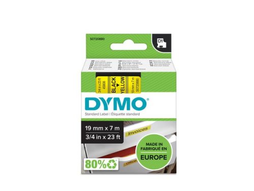 Tape DYMO D1 19mm svart p gul