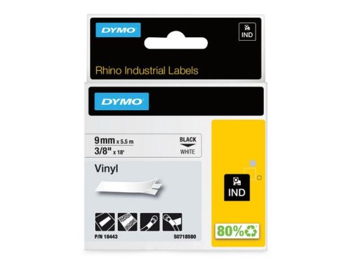 Tape Rhino vinyl 9mm x5,5m svart p vit