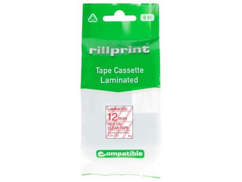 Tape 12mm TZe-132 rd p klar