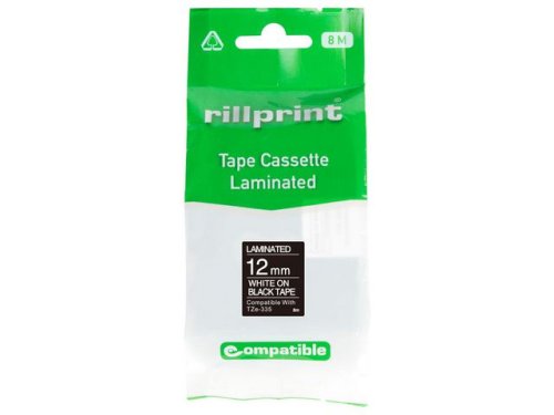 Tape 12mm TZe-335 vit p svart