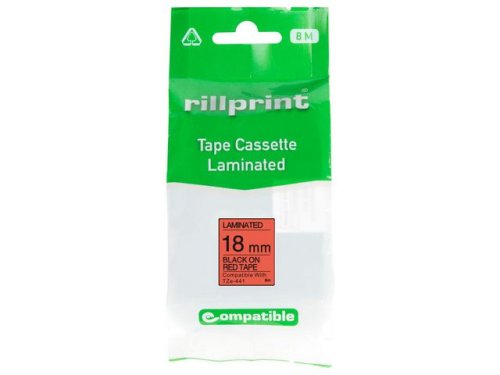 Tape 18mm TZe-441 svart p rd