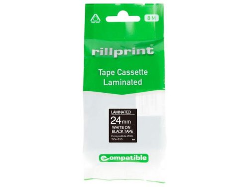 Tape 24mm TZe-355 vit p svart