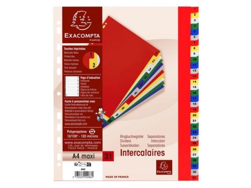 Plastregister EXACOMPTA PP A4+ 1-31 f.f