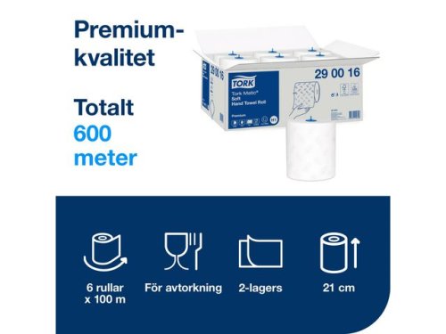 Handduk TORK Pre H1 2-lag vit 6/fp