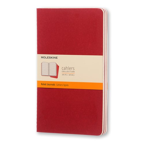 Cahier Journal Linjerad Large Rd 3-Pack