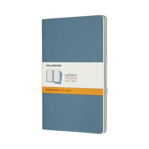 Cahier Journal Linjerad Large Brisk Blue 3-Pack