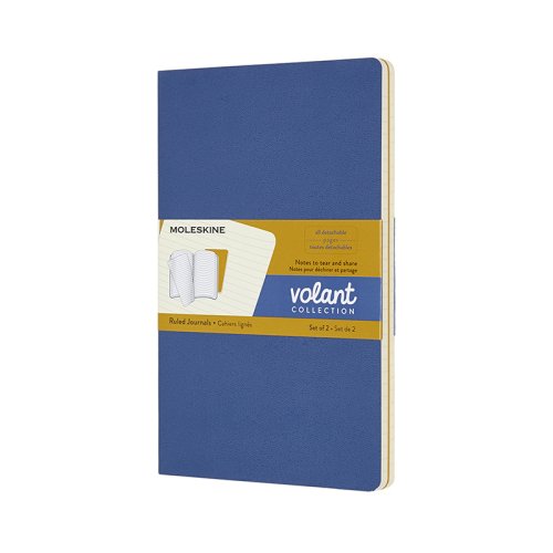 Volant Journal Linjerad Large Bl & Gul 2-Pack