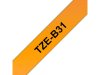 Tape BROTHER TZEB31 12mm svart p orange